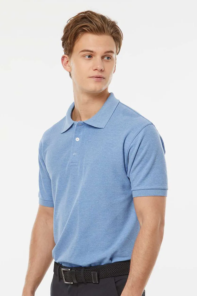 Tultex Mens Sport Short Sleeve Polo Shirt - Heather Light Blue
