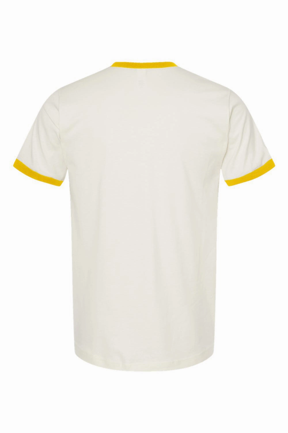 Tultex Mens Fine Jersey Ringer Short Sleeve Crewneck T-Shirt - Vintage White/Mellow Yellow