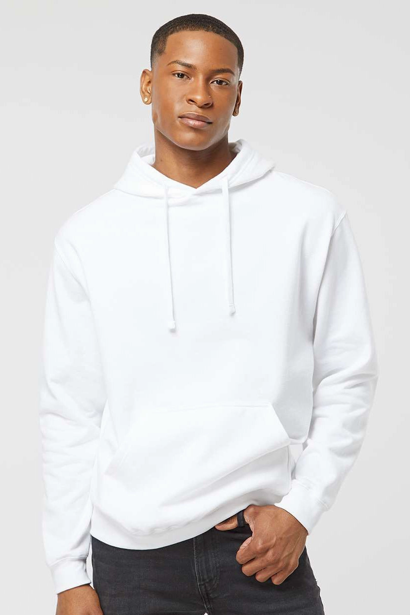 Tultex Mens Fleece Hooded Sweatshirt Hoodie w/ Pouch Pocket - White