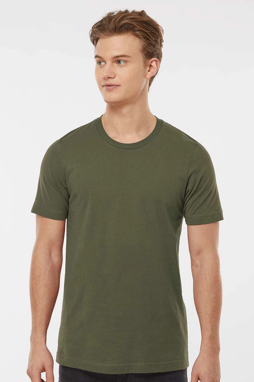 Tultex Mens Premium Short Sleeve Crewneck T-Shirt - Olive Green - Closeout