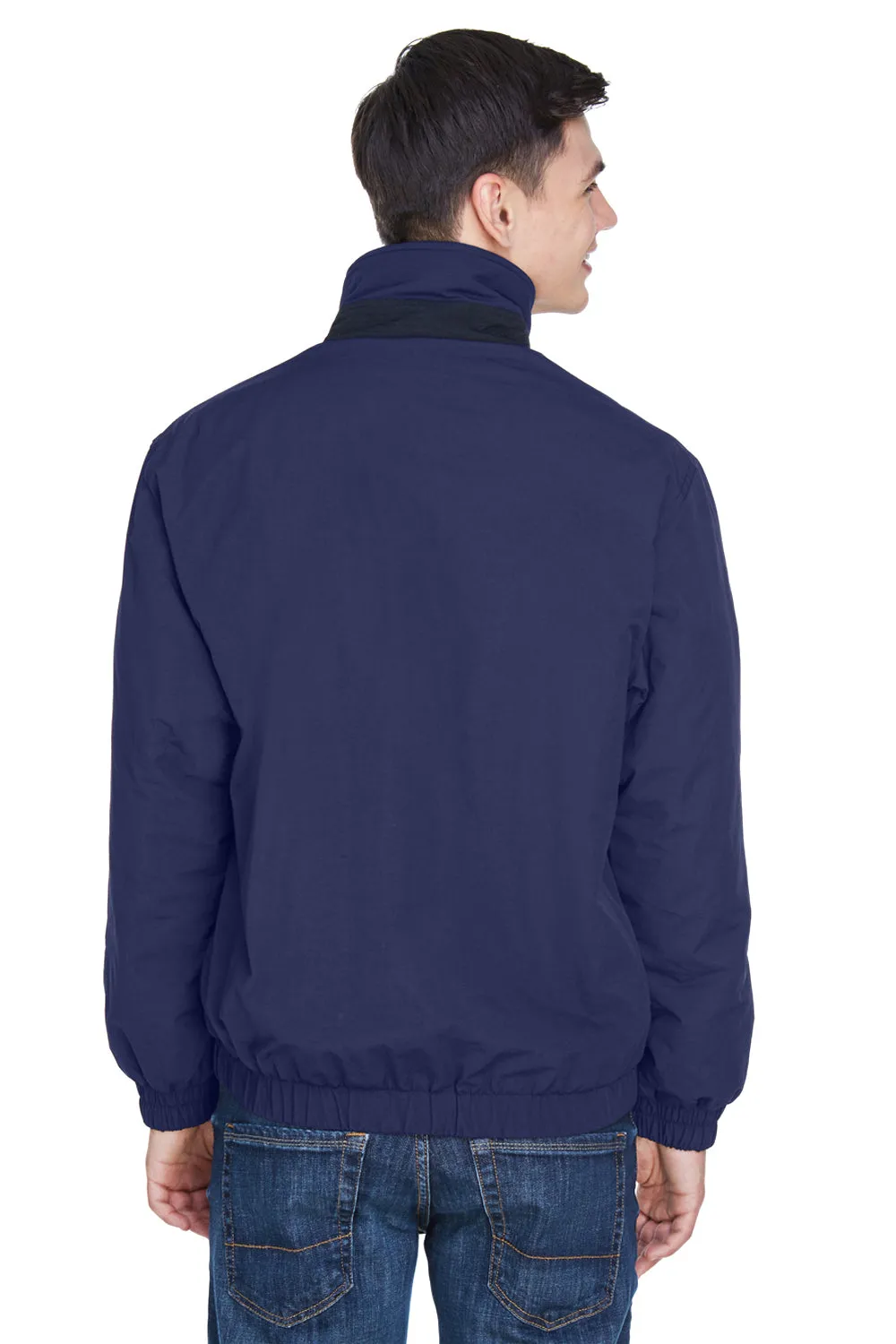 UltraClub Mens Adventure Wind & Water Resistant Full Zip Jacket - Navy Blue/Charcoal Grey