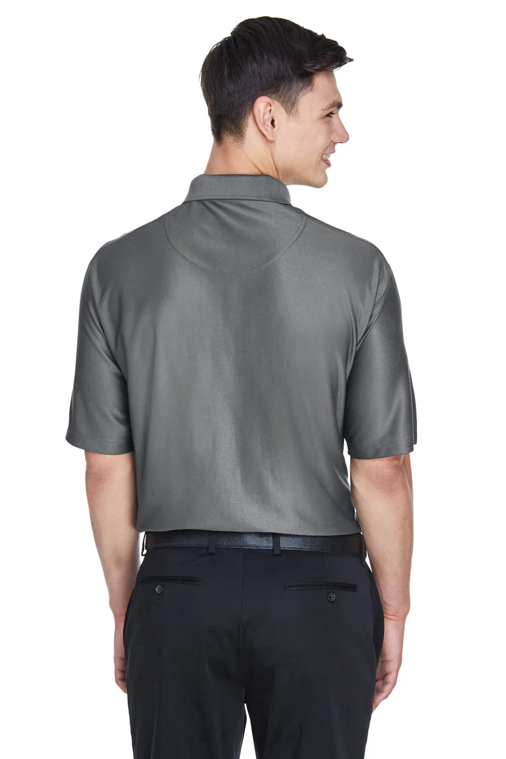 UltraClub Mens Cool & Dry Elite Performance Moisture Wicking Short Sleeve Polo Shirt - Charcoal Grey