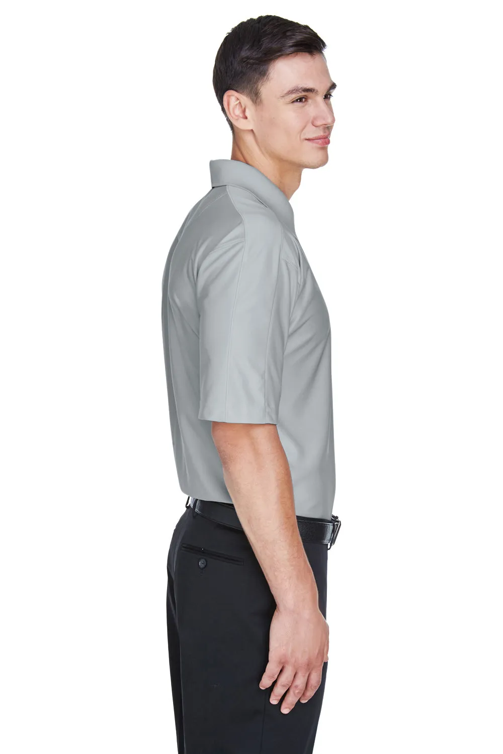 UltraClub Mens Cool & Dry Elite Performance Moisture Wicking Short Sleeve Polo Shirt - Grey