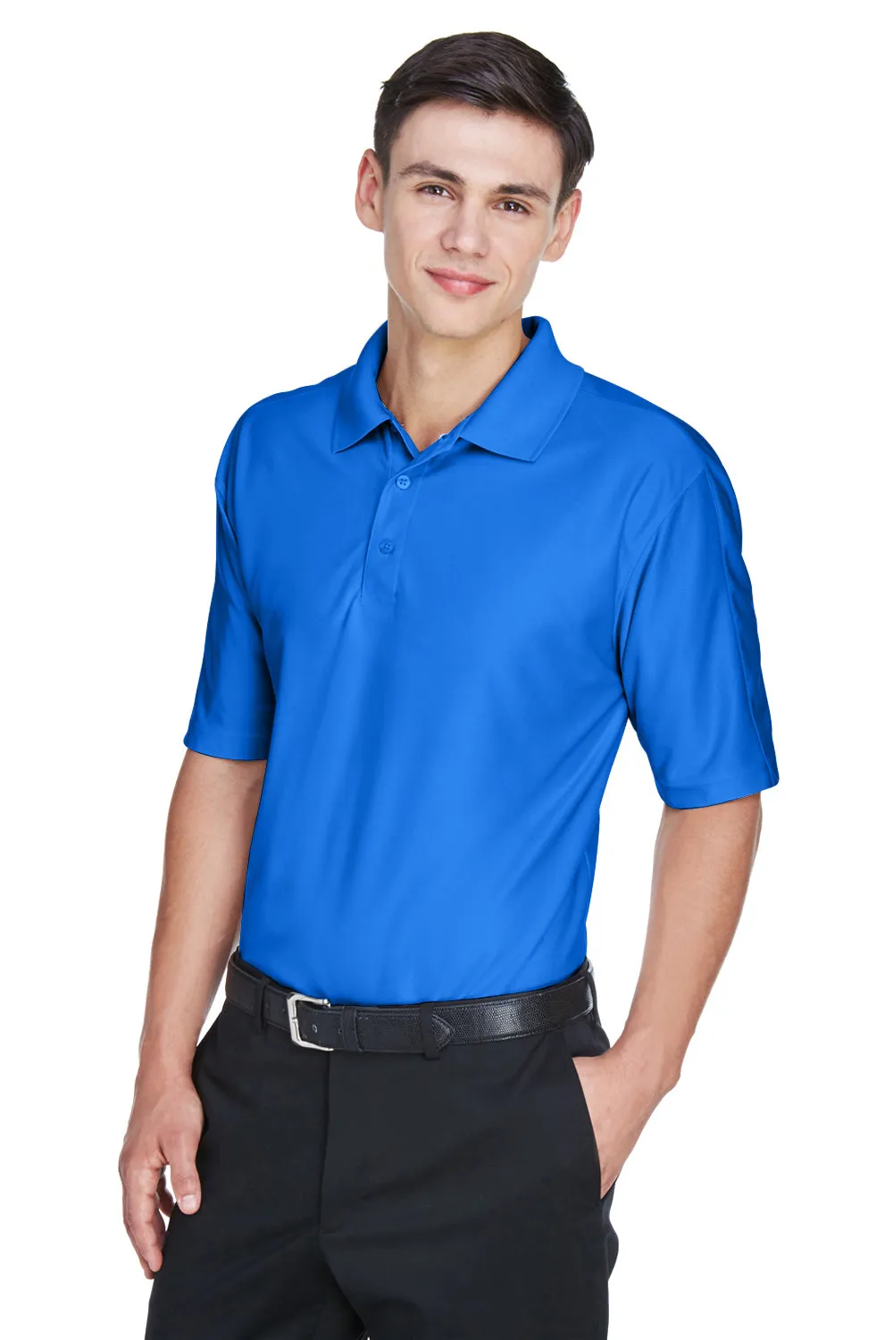 UltraClub Mens Cool & Dry Elite Performance Moisture Wicking Short Sleeve Polo Shirt - Royal Blue