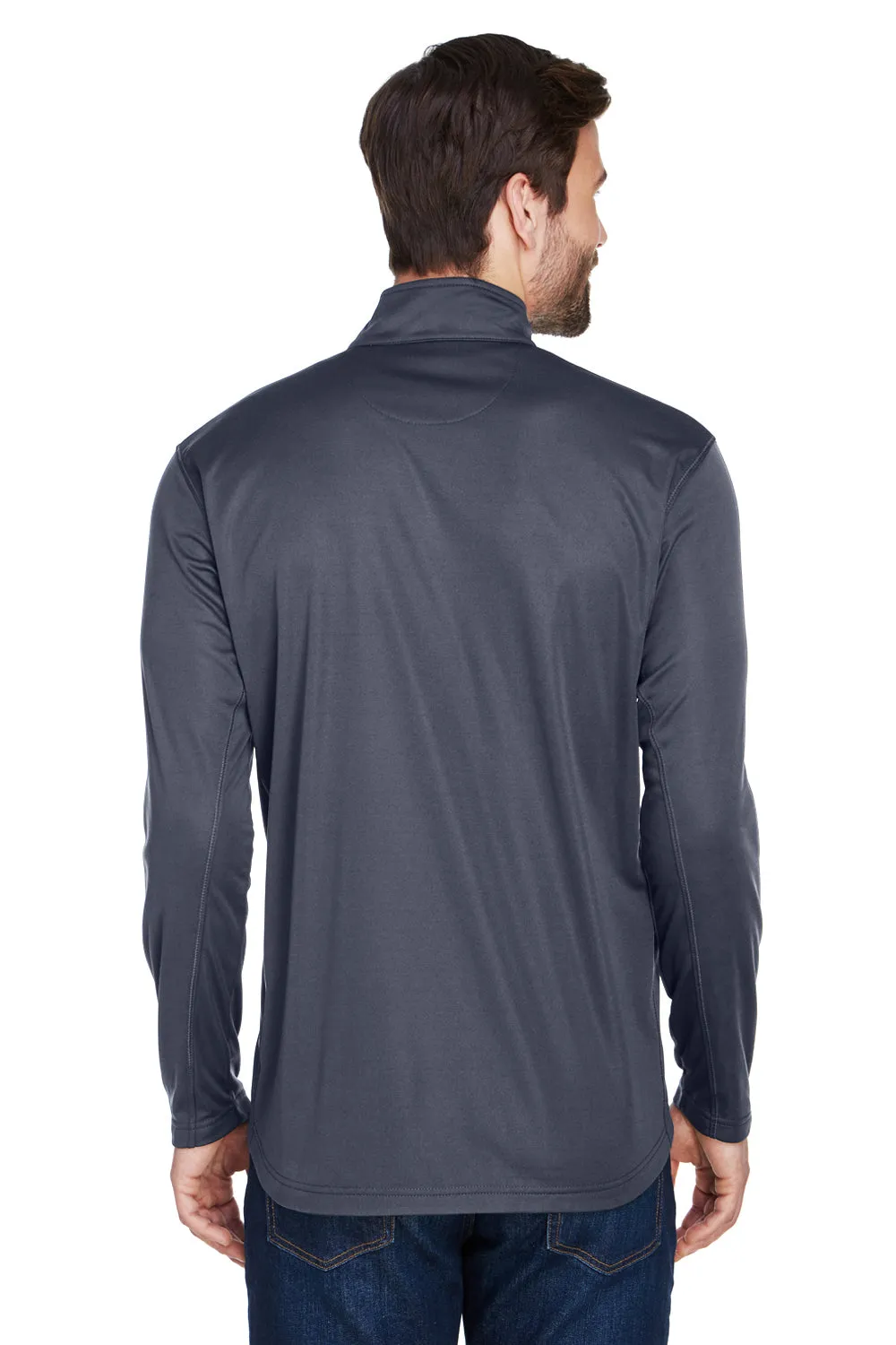 UltraClub Mens Cool & Dry Moisture Wicking 1/4 Zip Sweatshirt w/ Pocket - Charcoal Grey