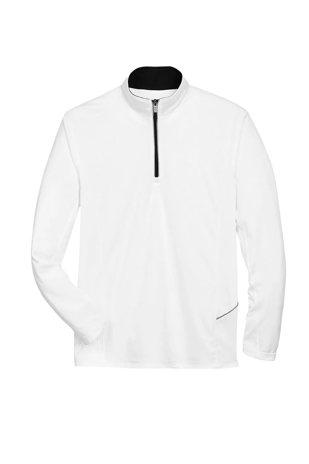UltraClub Mens Cool & Dry Moisture Wicking 1/4 Zip Sweatshirt w/ Pocket - White