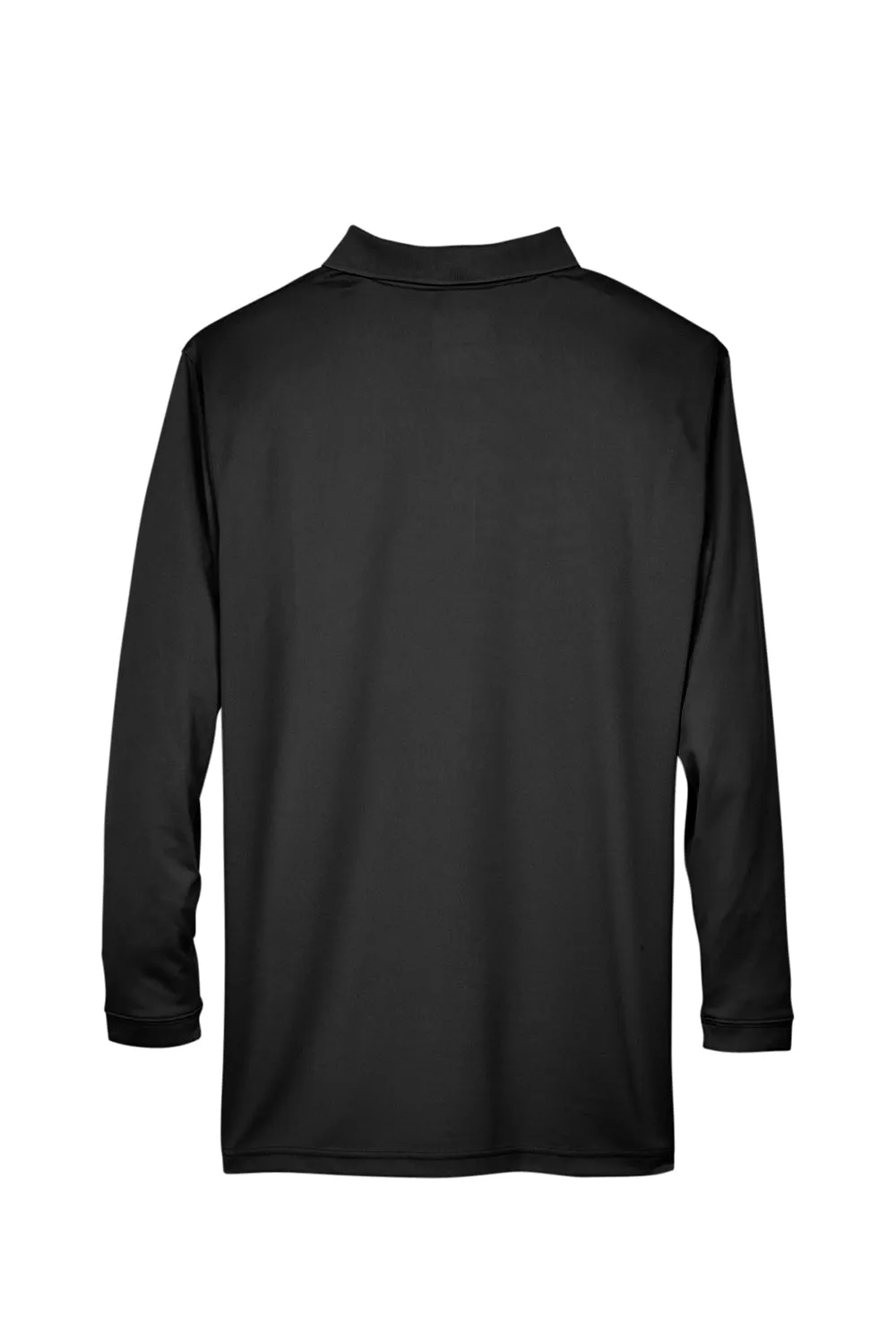UltraClub Mens Cool & Dry Moisture Wicking Long Sleeve Polo Shirt - Black