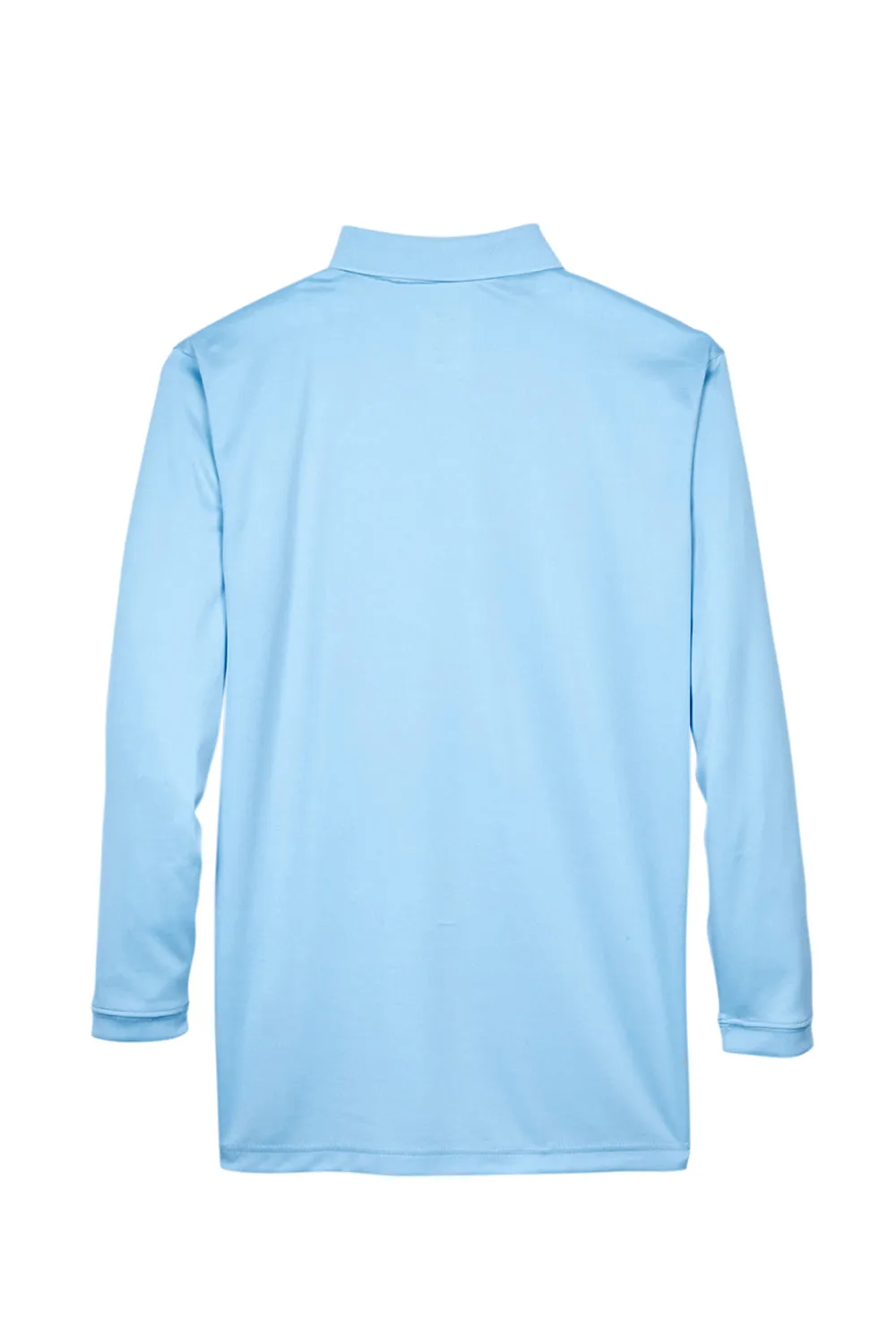 UltraClub Mens Cool & Dry Moisture Wicking Long Sleeve Polo Shirt - Columbia Blue