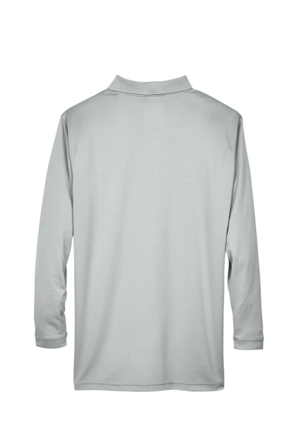 UltraClub Mens Cool & Dry Moisture Wicking Long Sleeve Polo Shirt - Grey