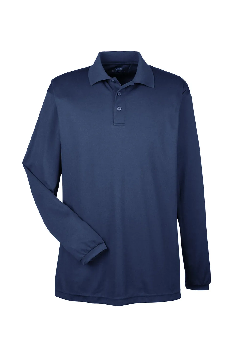 UltraClub Mens Cool & Dry Moisture Wicking Long Sleeve Polo Shirt - Navy Blue