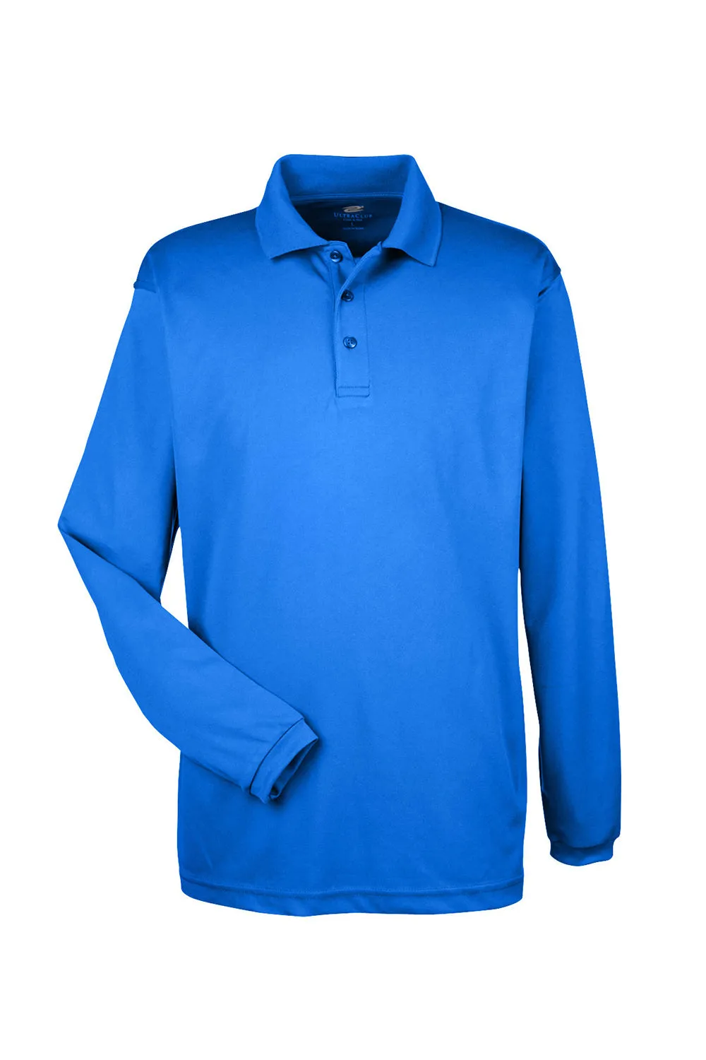 UltraClub Mens Cool & Dry Moisture Wicking Long Sleeve Polo Shirt - Royal Blue
