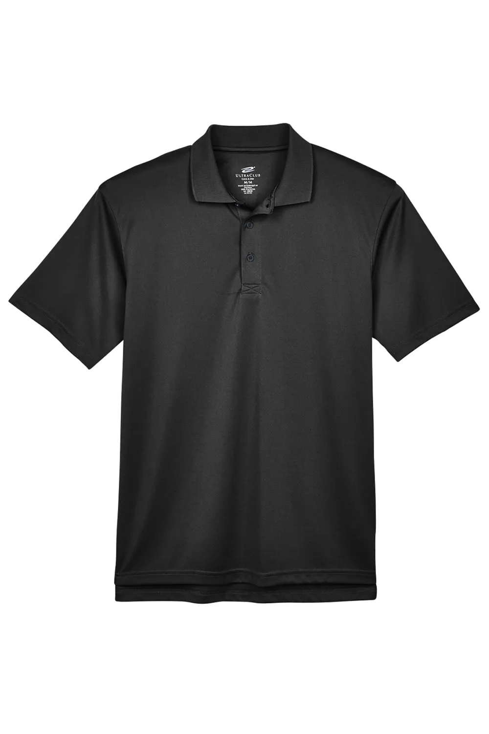 UltraClub Mens Cool & Dry Moisture Wicking Short Sleeve Polo Shirt - Black