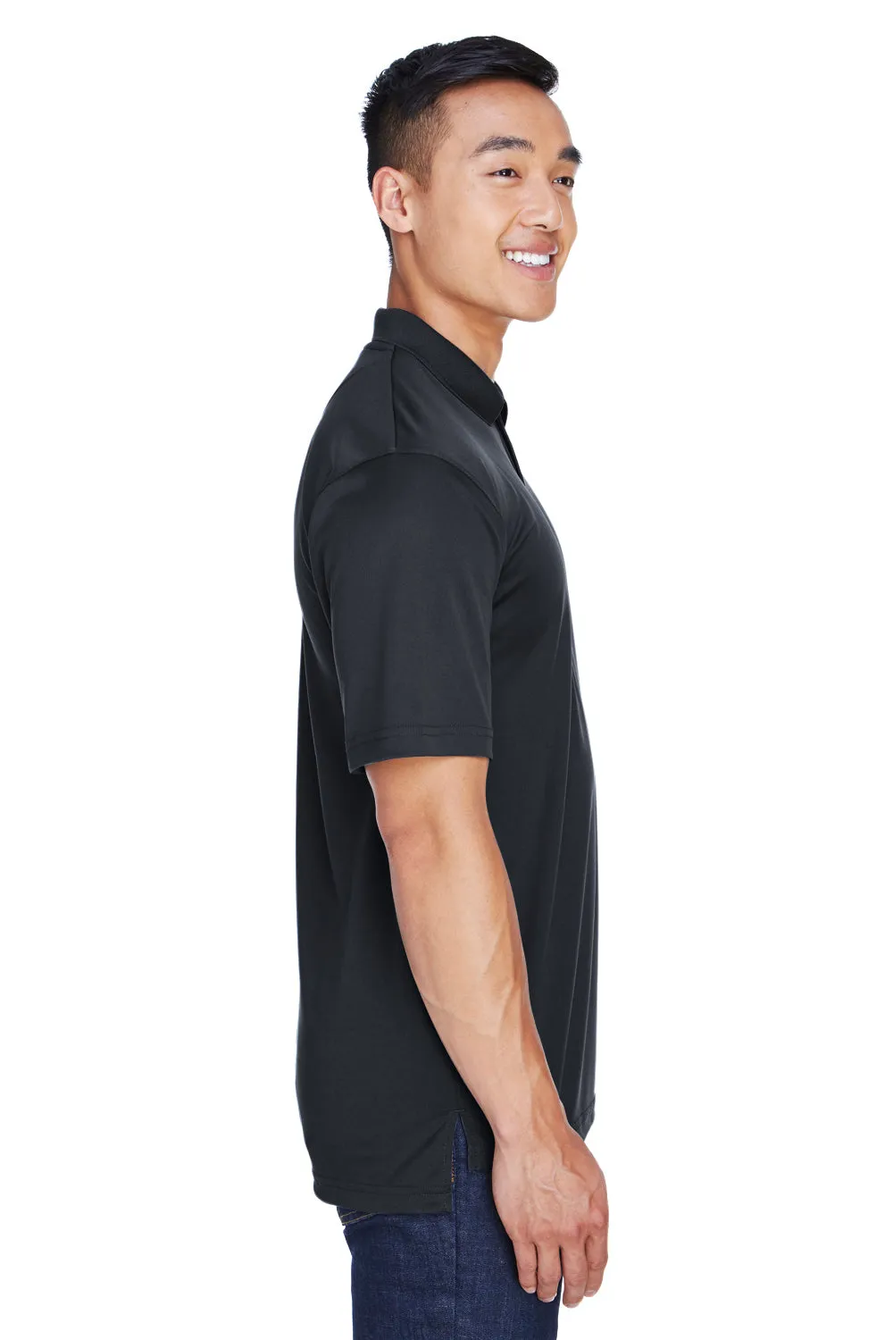 UltraClub Mens Cool & Dry Moisture Wicking Short Sleeve Polo Shirt - Black