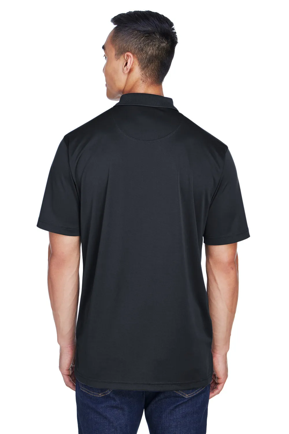 UltraClub Mens Cool & Dry Moisture Wicking Short Sleeve Polo Shirt - Black