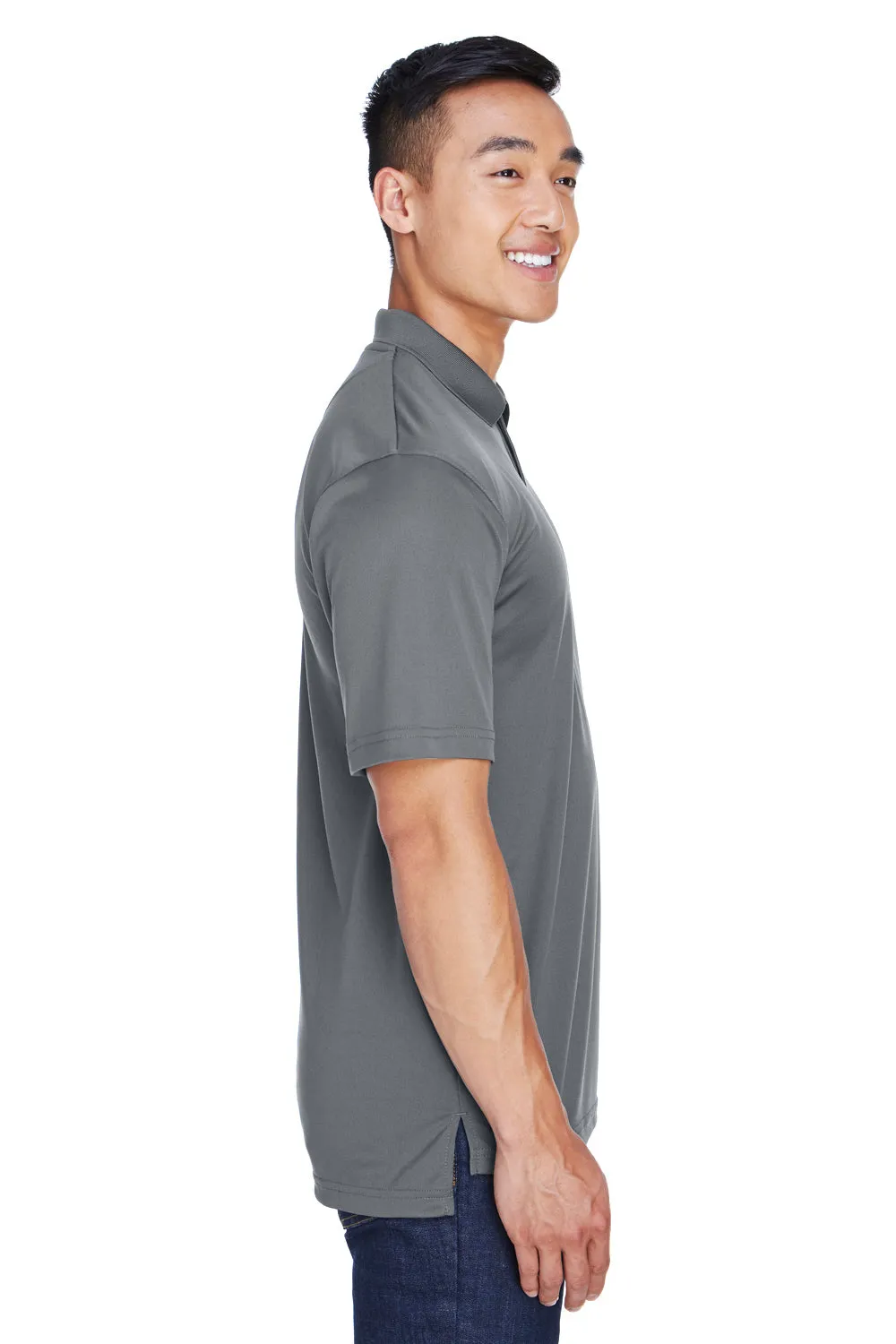 UltraClub Mens Cool & Dry Moisture Wicking Short Sleeve Polo Shirt - Charcoal Grey