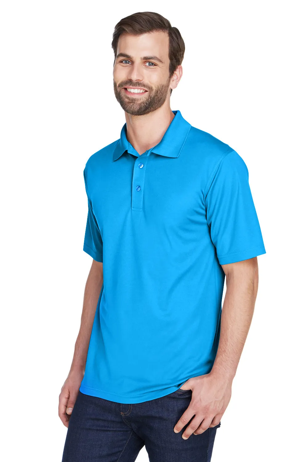 UltraClub Mens Cool & Dry Moisture Wicking Short Sleeve Polo Shirt - Coast Blue