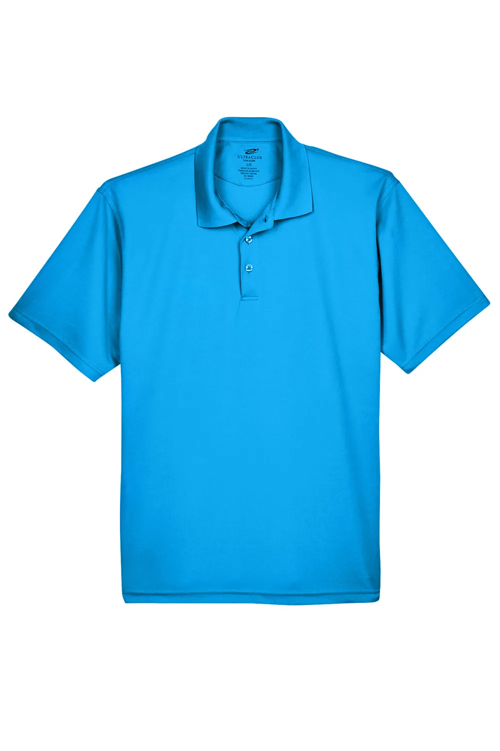 UltraClub Mens Cool & Dry Moisture Wicking Short Sleeve Polo Shirt - Coast Blue