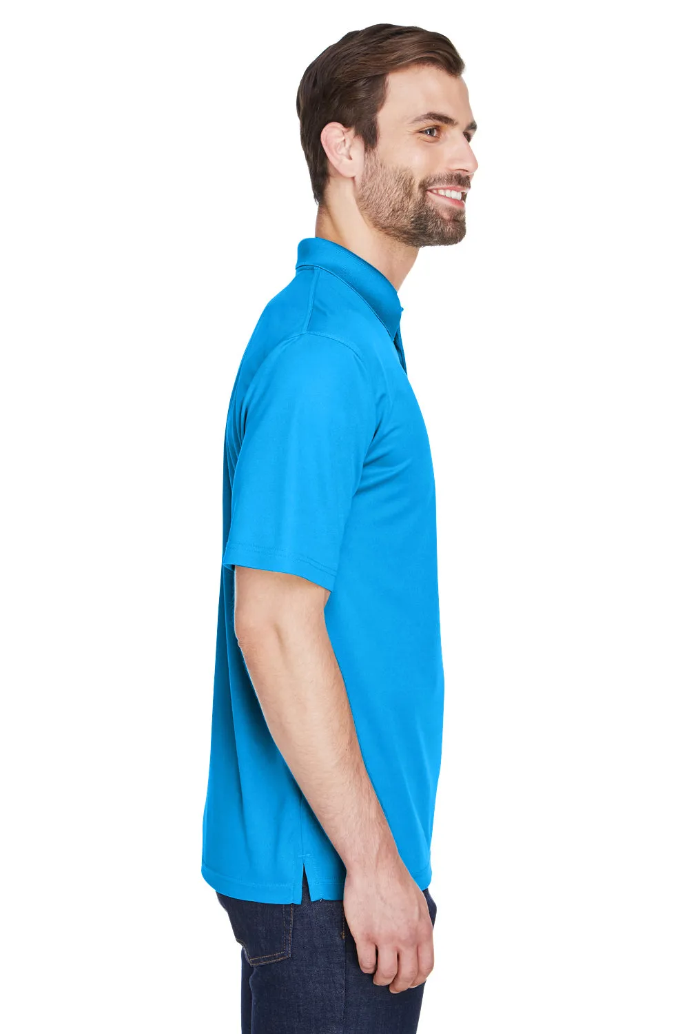 UltraClub Mens Cool & Dry Moisture Wicking Short Sleeve Polo Shirt - Coast Blue