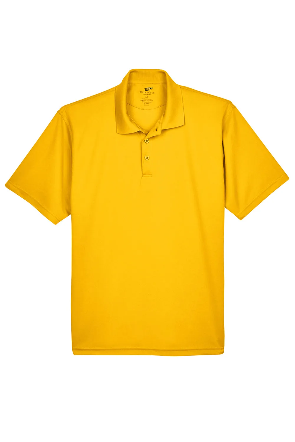 UltraClub Mens Cool & Dry Moisture Wicking Short Sleeve Polo Shirt - Gold