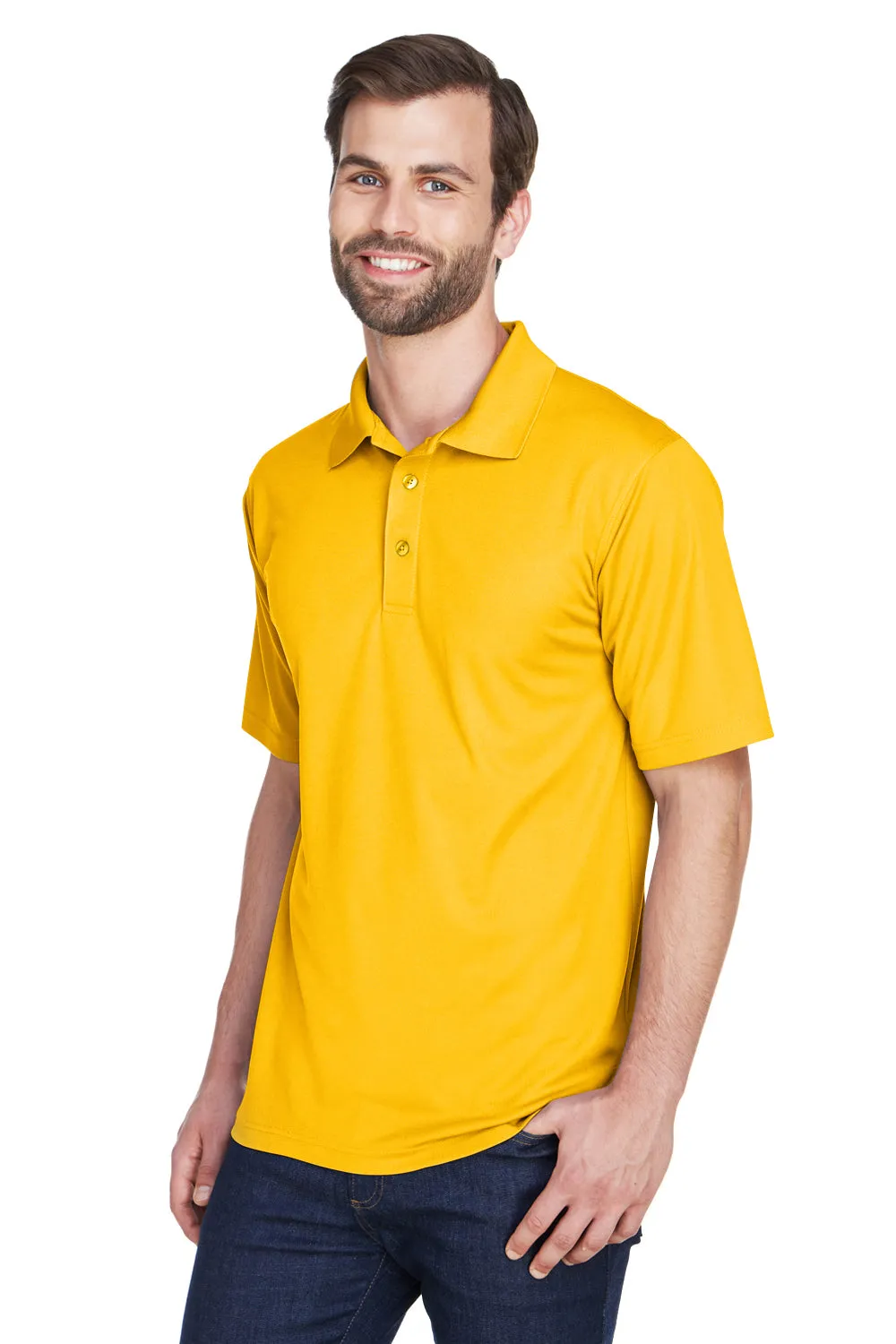 UltraClub Mens Cool & Dry Moisture Wicking Short Sleeve Polo Shirt - Gold
