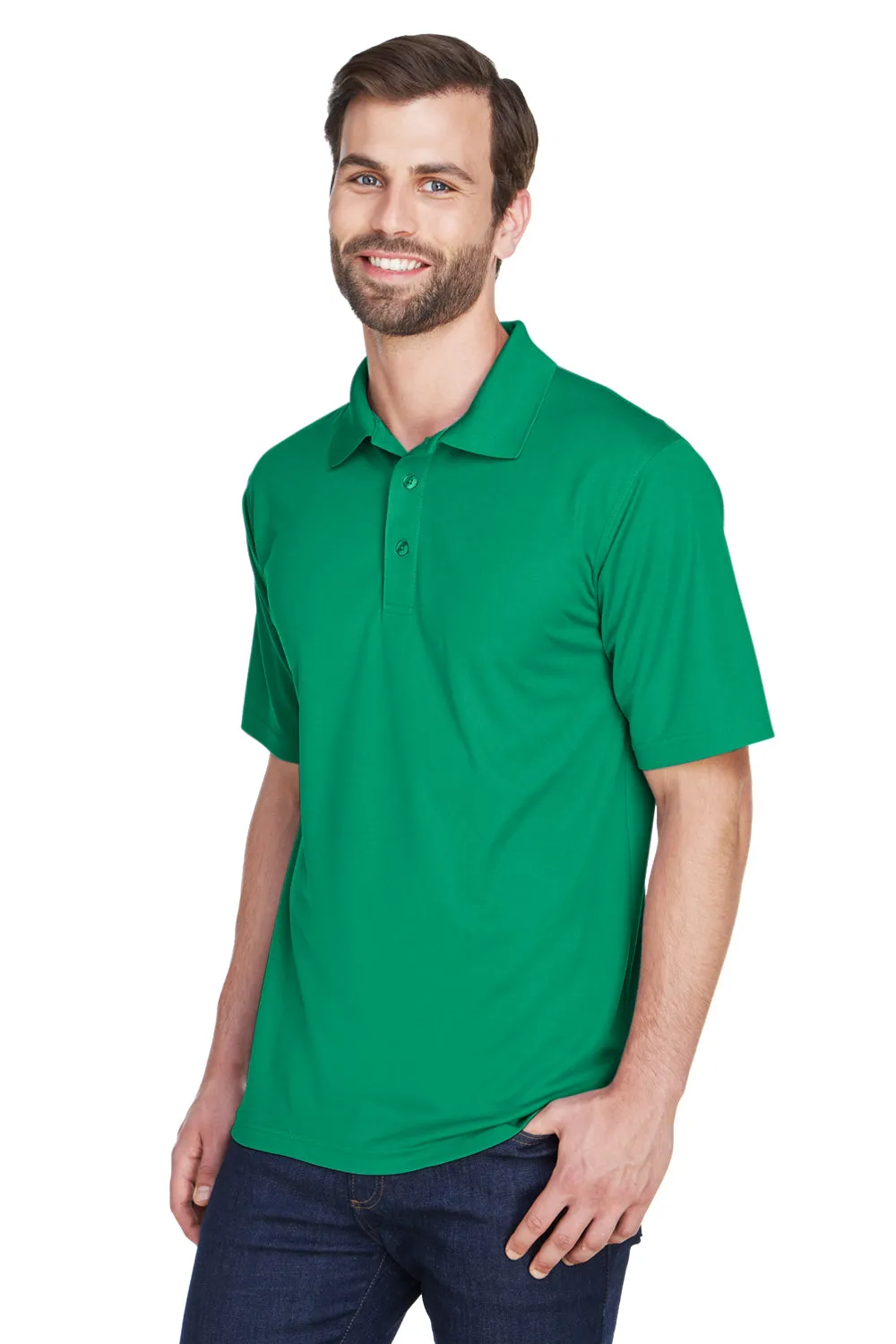 UltraClub Mens Cool & Dry Moisture Wicking Short Sleeve Polo Shirt - Kelly Green