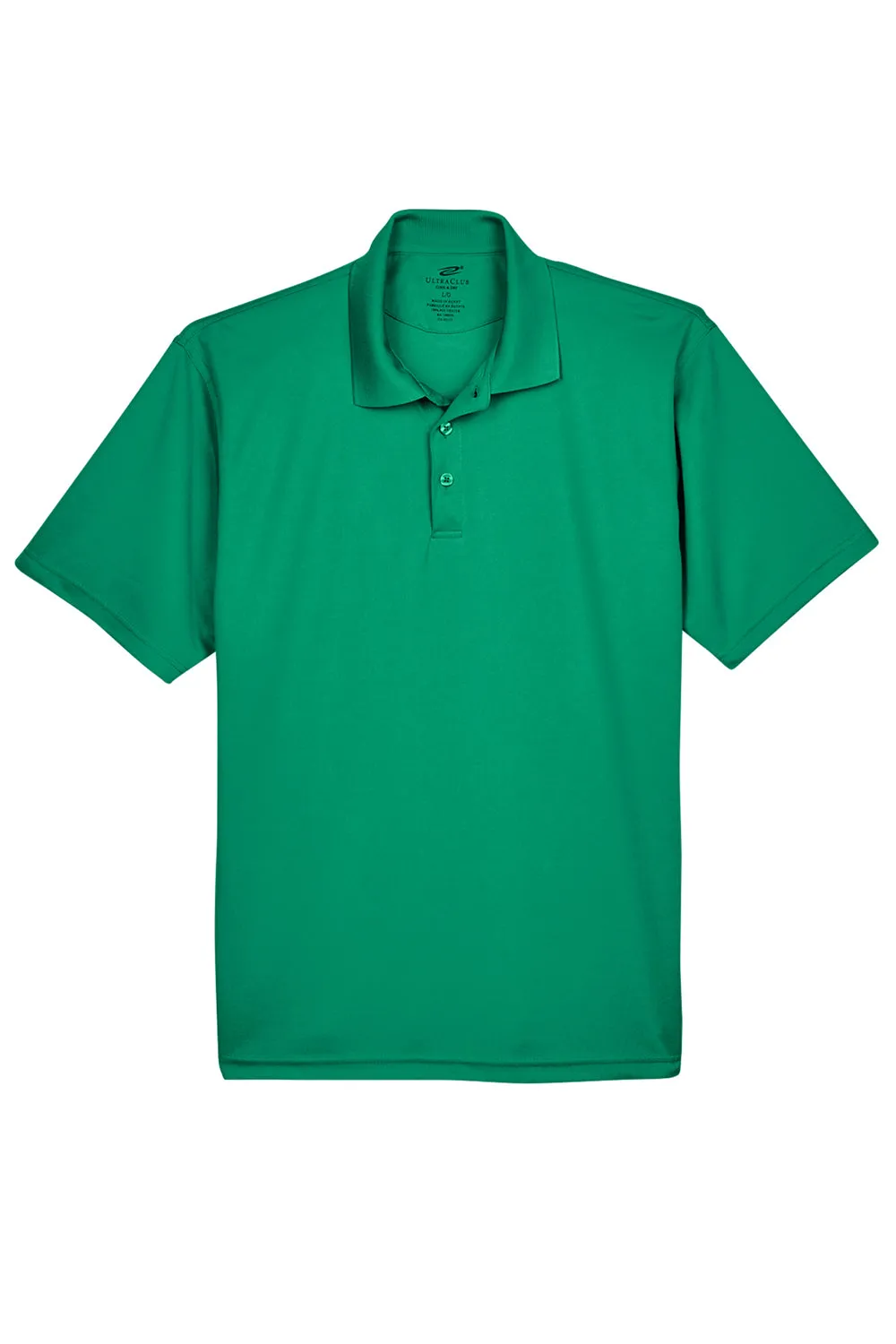 UltraClub Mens Cool & Dry Moisture Wicking Short Sleeve Polo Shirt - Kelly Green