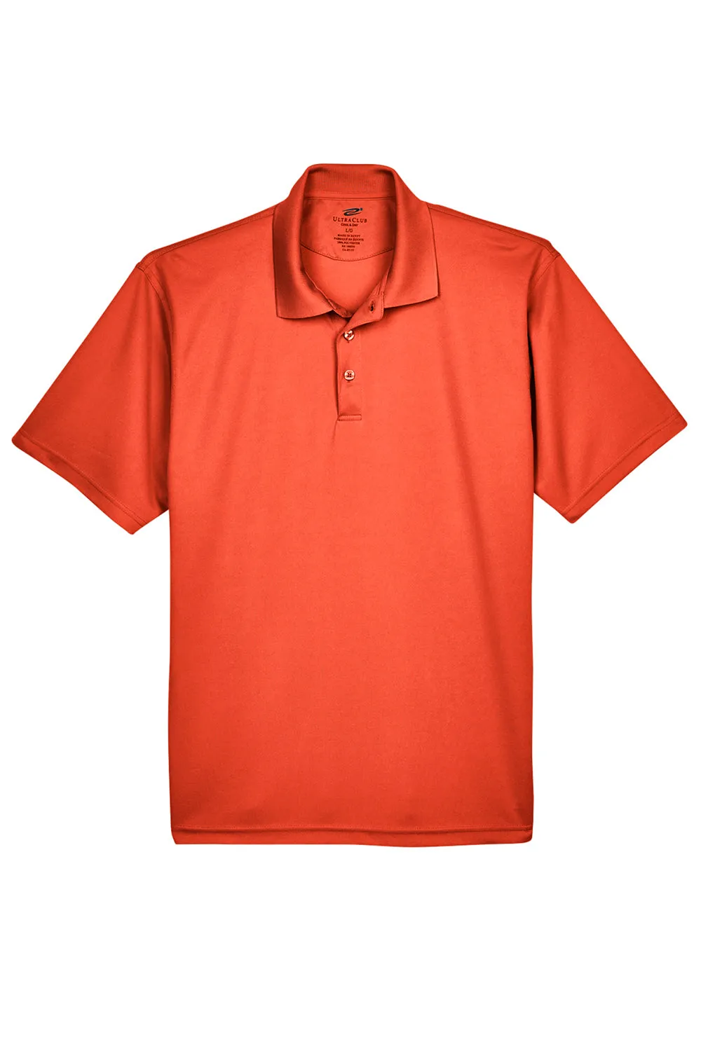 UltraClub Mens Cool & Dry Moisture Wicking Short Sleeve Polo Shirt - Orange