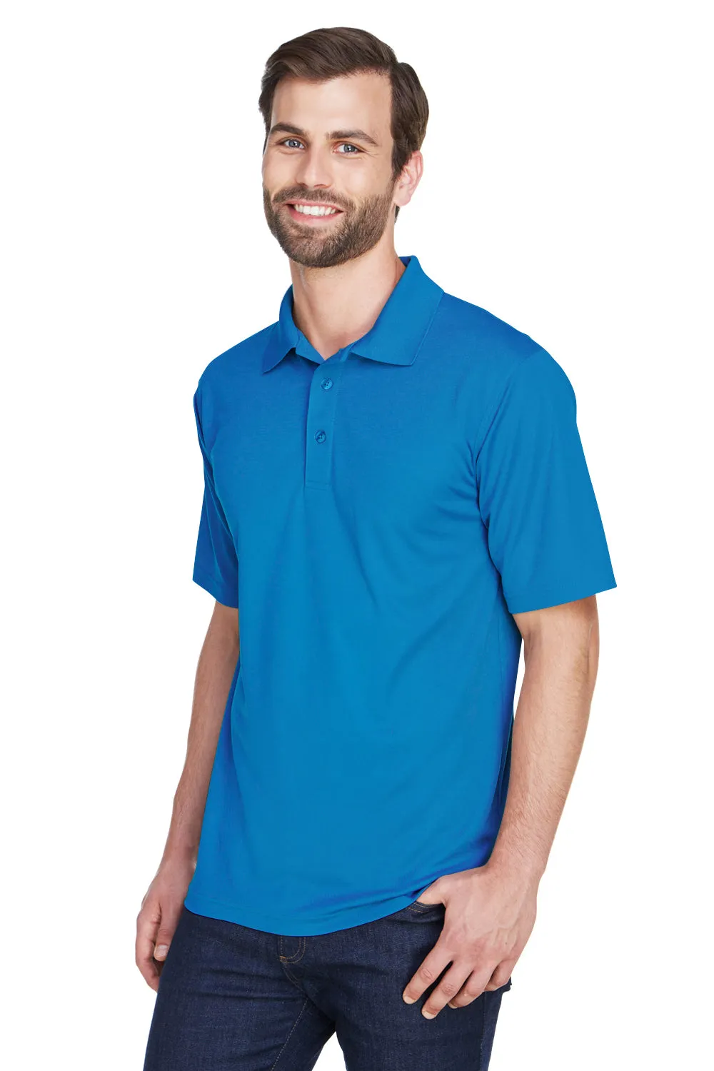 UltraClub Mens Cool & Dry Moisture Wicking Short Sleeve Polo Shirt - Pacific Blue