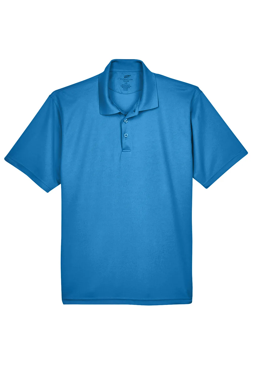 UltraClub Mens Cool & Dry Moisture Wicking Short Sleeve Polo Shirt - Pacific Blue