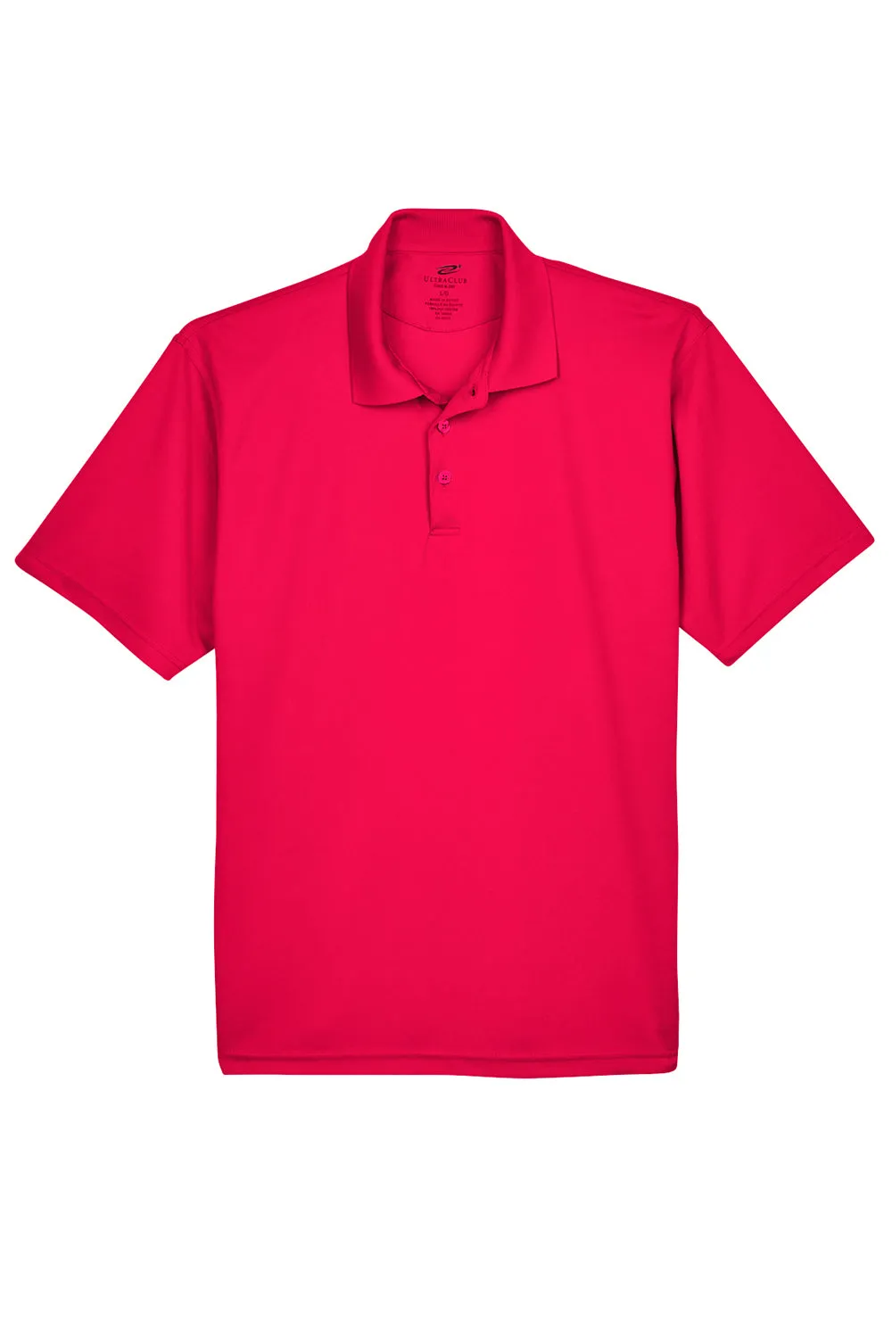 UltraClub Mens Cool & Dry Moisture Wicking Short Sleeve Polo Shirt - Red