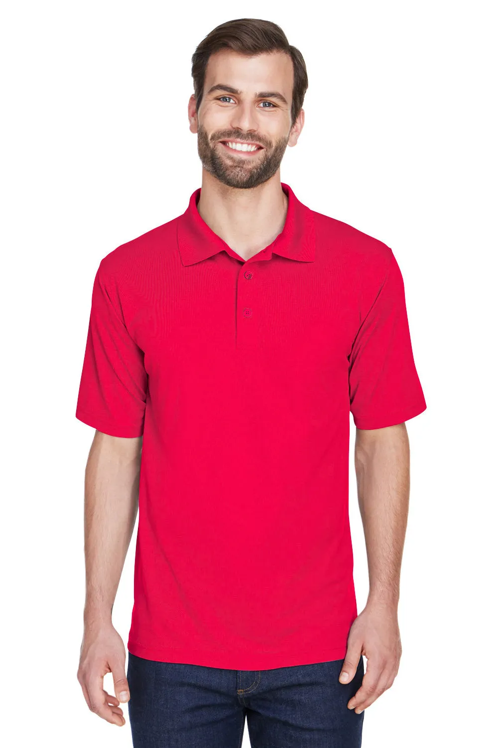 UltraClub Mens Cool & Dry Moisture Wicking Short Sleeve Polo Shirt - Red