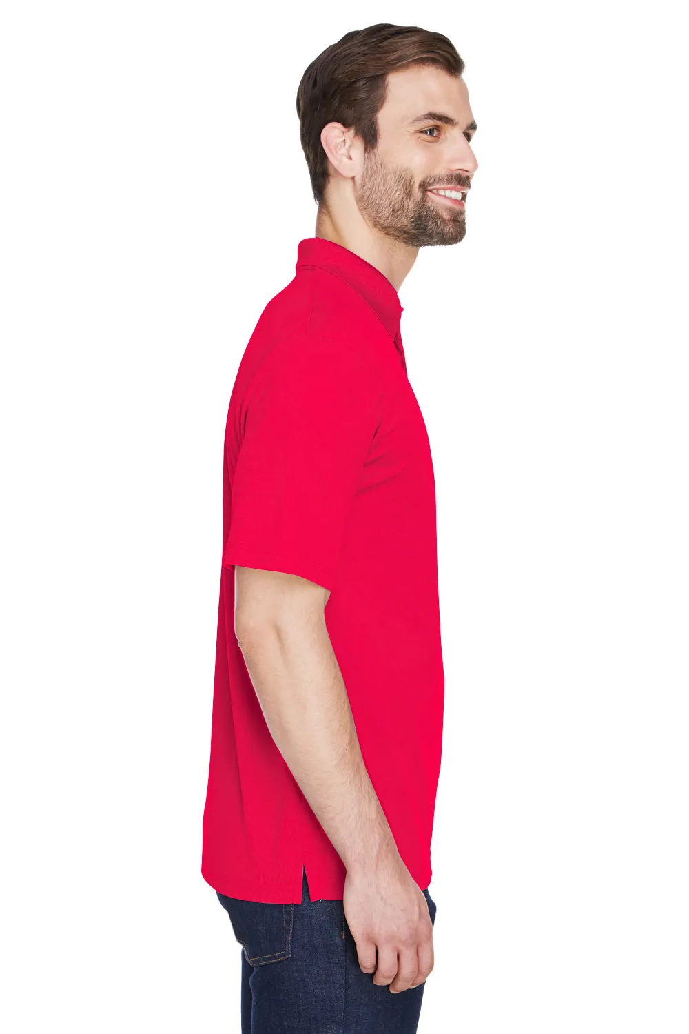 UltraClub Mens Cool & Dry Moisture Wicking Short Sleeve Polo Shirt - Red
