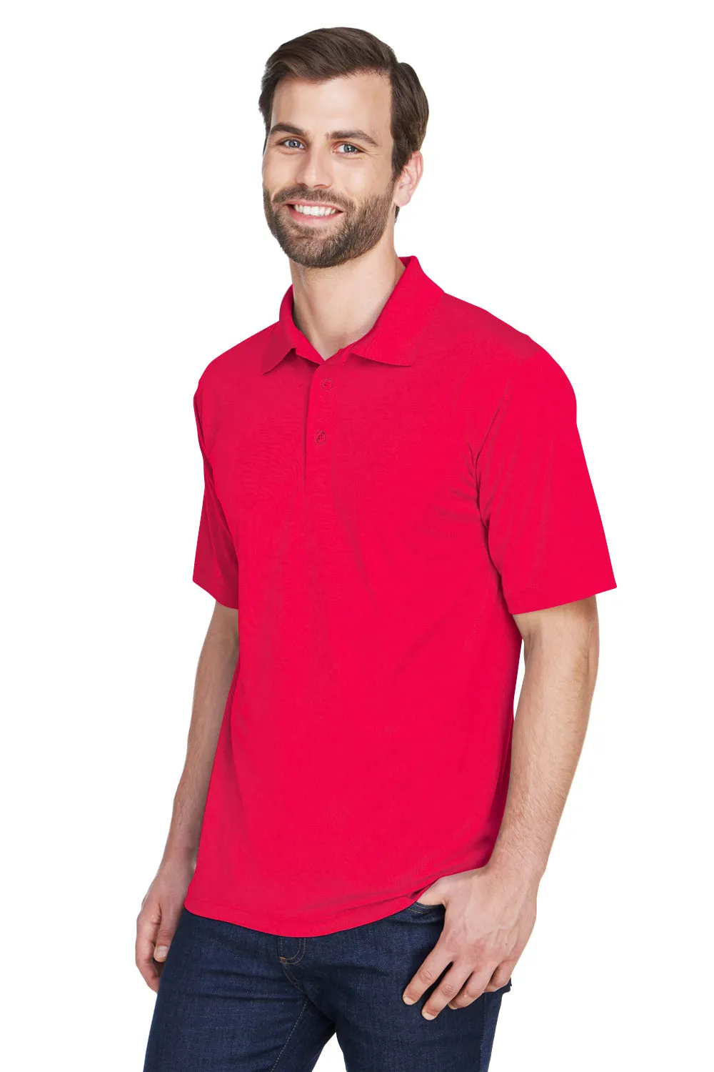 UltraClub Mens Cool & Dry Moisture Wicking Short Sleeve Polo Shirt - Red