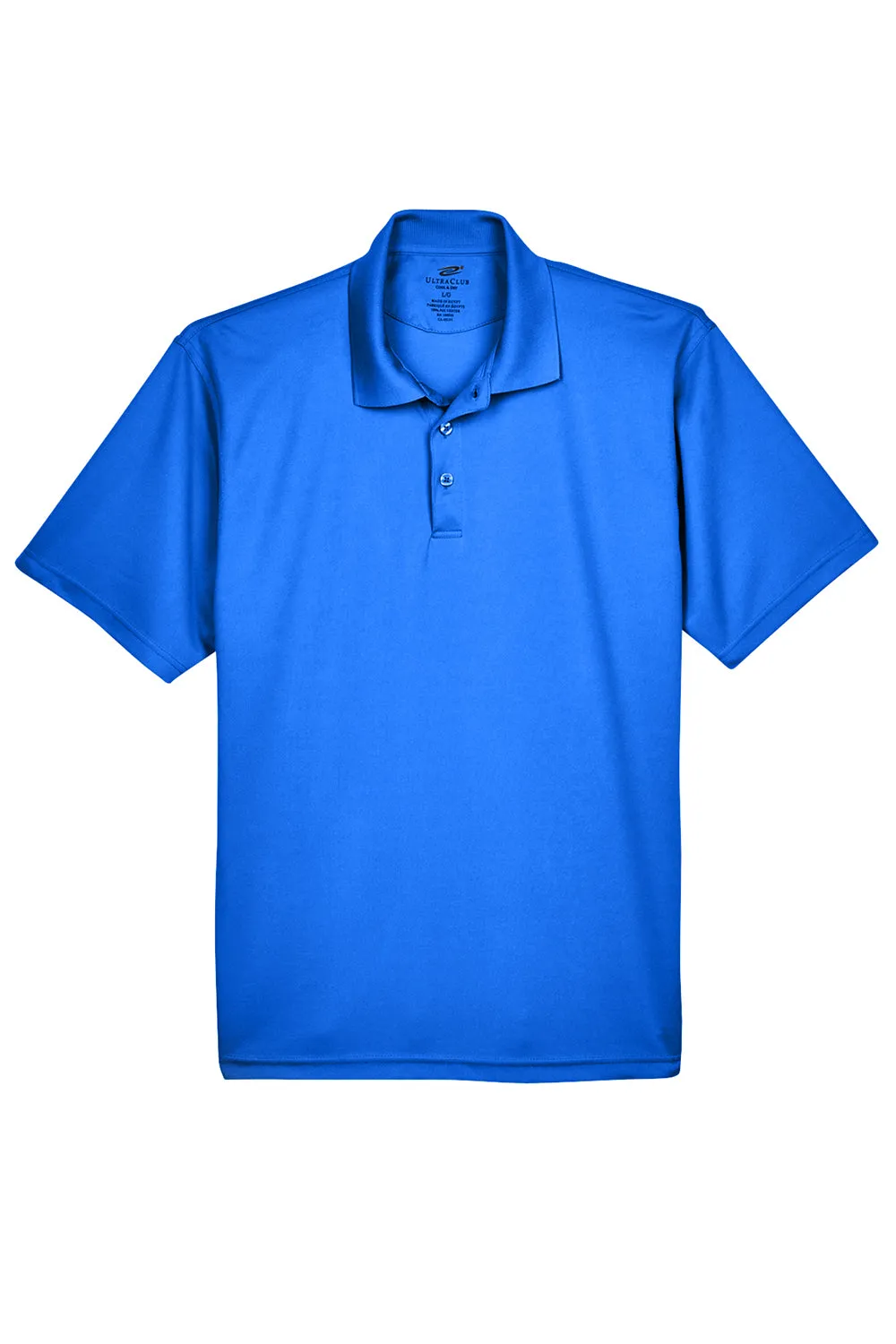UltraClub Mens Cool & Dry Moisture Wicking Short Sleeve Polo Shirt - Royal Blue