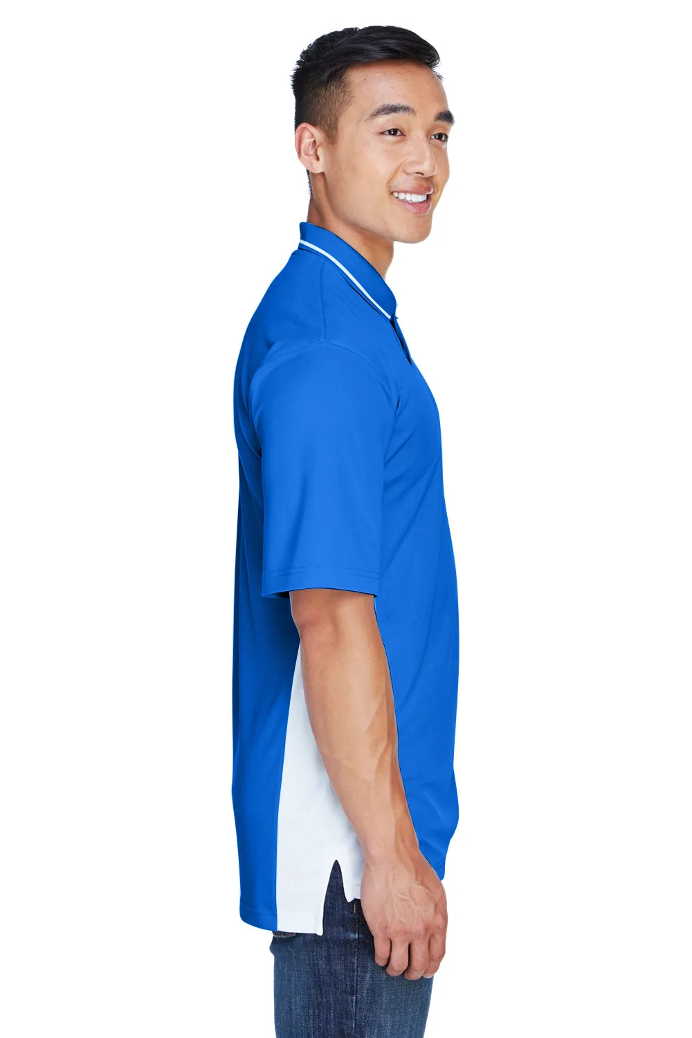 UltraClub Mens Cool & Dry Moisture Wicking Short Sleeve Polo Shirt - Royal Blue/White