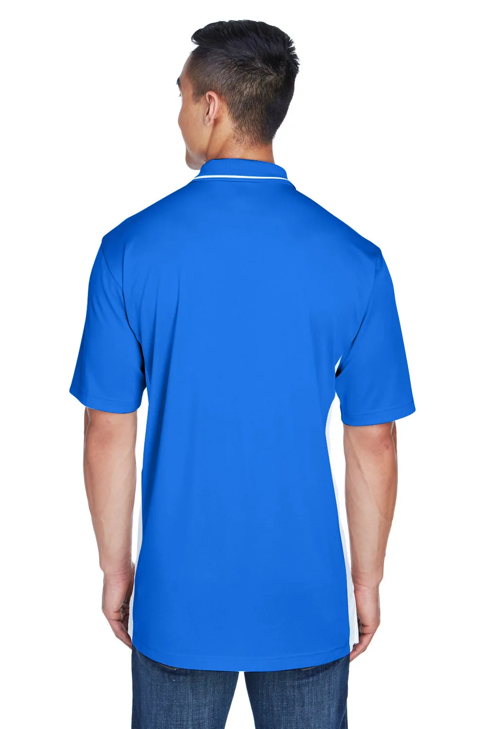 UltraClub Mens Cool & Dry Moisture Wicking Short Sleeve Polo Shirt - Royal Blue/White