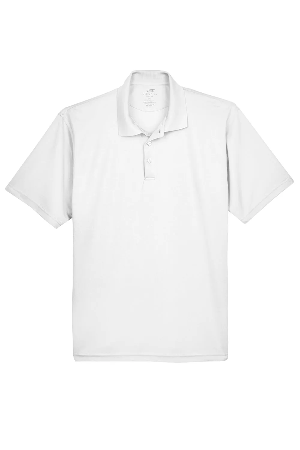 UltraClub Mens Cool & Dry Moisture Wicking Short Sleeve Polo Shirt - White