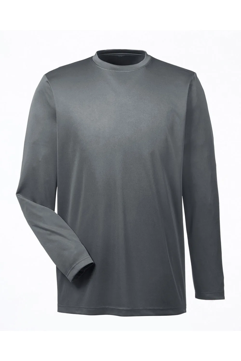 UltraClub Mens Cool & Dry Performance Moisture Wicking Long Sleeve Crewneck T-Shirt - Charcoal Grey