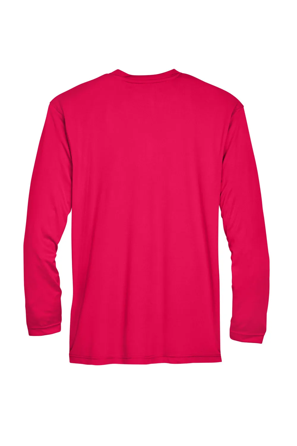 UltraClub Mens Cool & Dry Performance Moisture Wicking Long Sleeve Crewneck T-Shirt - Red - Closeout