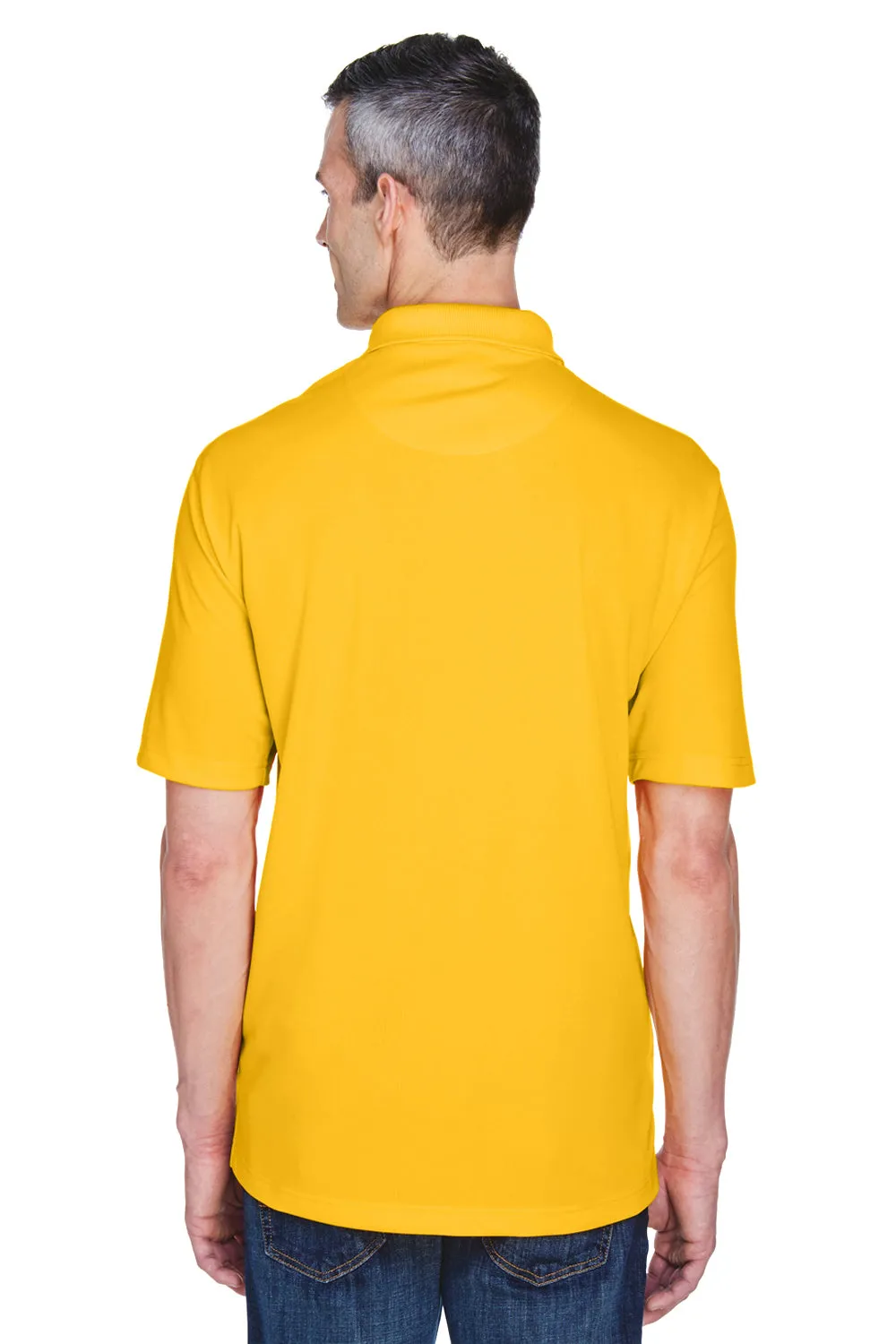 UltraClub Mens Cool & Dry Performance Moisture Wicking Short Sleeve Polo Shirt - Gold