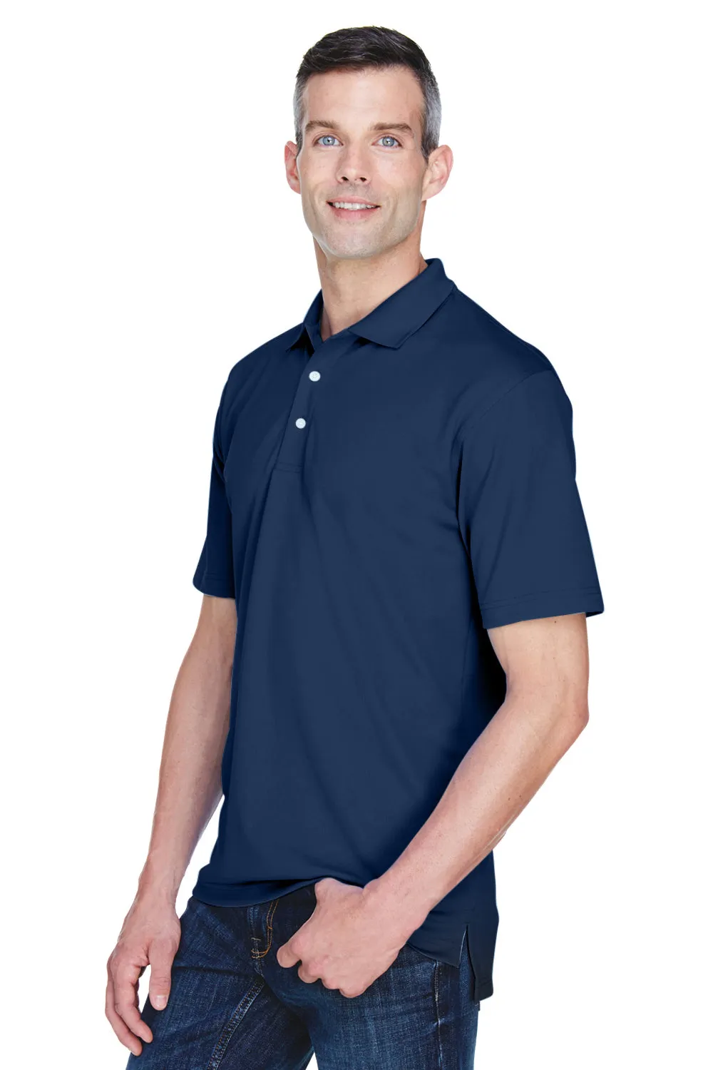 UltraClub Mens Cool & Dry Performance Moisture Wicking Short Sleeve Polo Shirt - Navy Blue