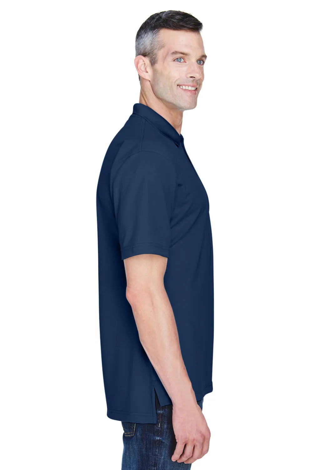 UltraClub Mens Cool & Dry Performance Moisture Wicking Short Sleeve Polo Shirt - Navy Blue