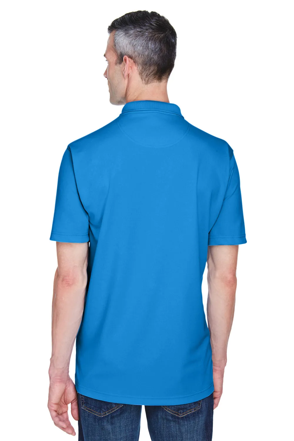 UltraClub Mens Cool & Dry Performance Moisture Wicking Short Sleeve Polo Shirt - Pacific Blue
