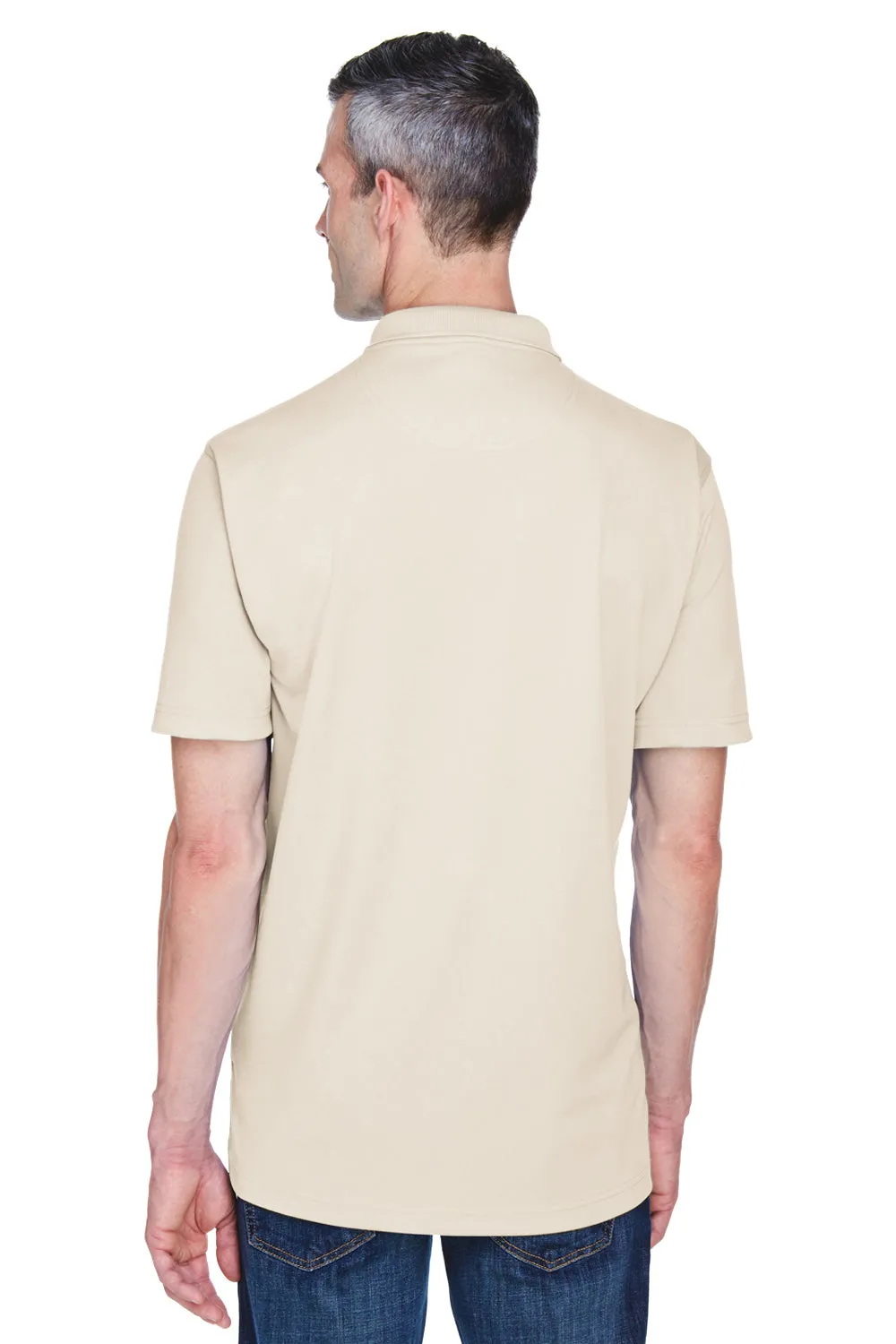 UltraClub Mens Cool & Dry Performance Moisture Wicking Short Sleeve Polo Shirt - Stone