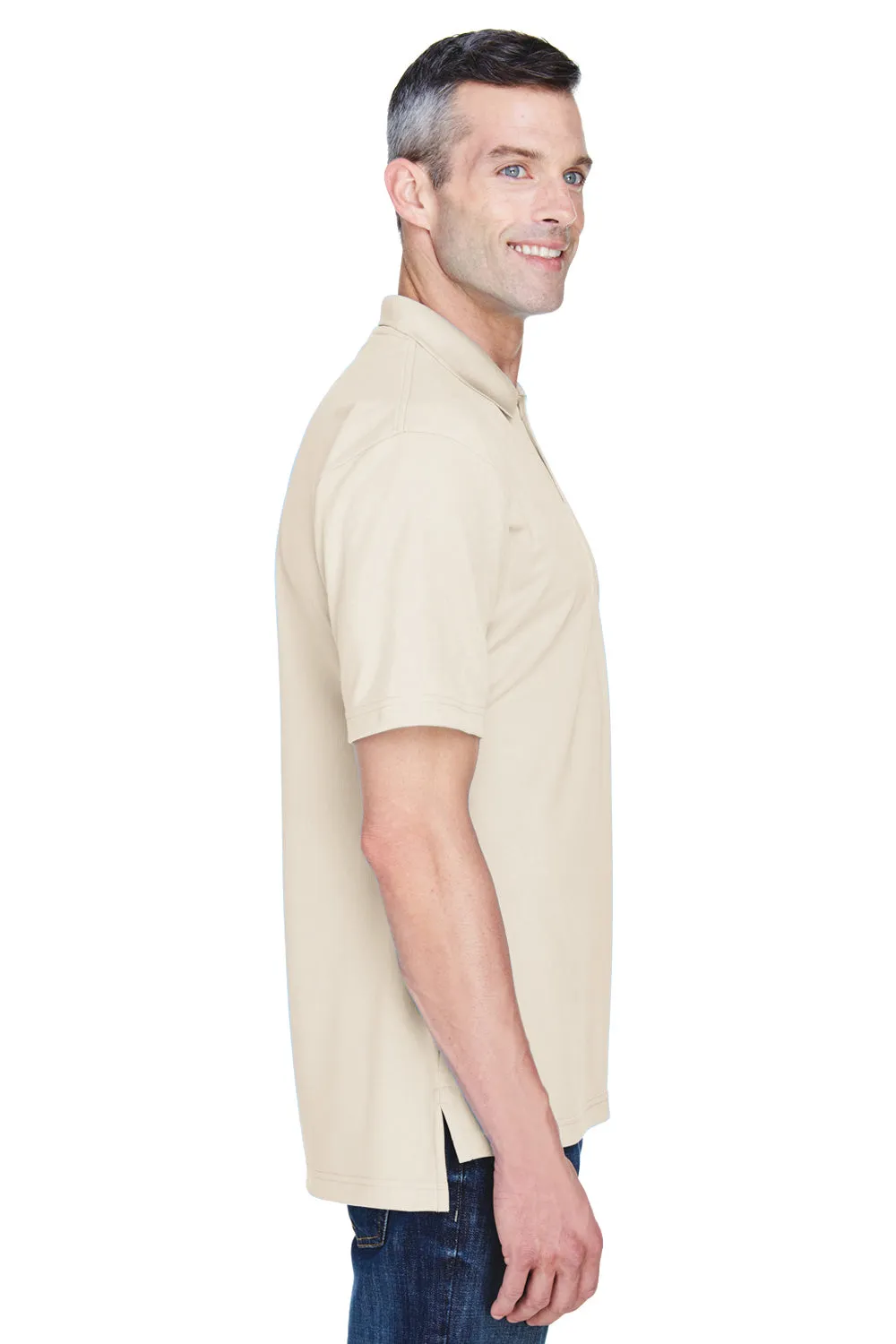 UltraClub Mens Cool & Dry Performance Moisture Wicking Short Sleeve Polo Shirt - Stone