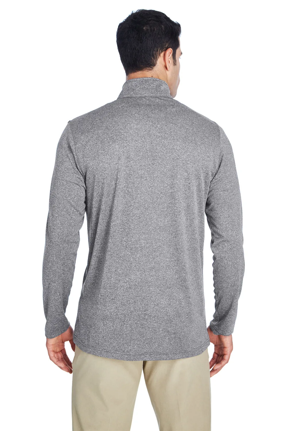 UltraClub Mens Heather Cool & Dry Performance Moisture Wicking 1/4 Zip Sweatshirt - Heather Charcoal Grey