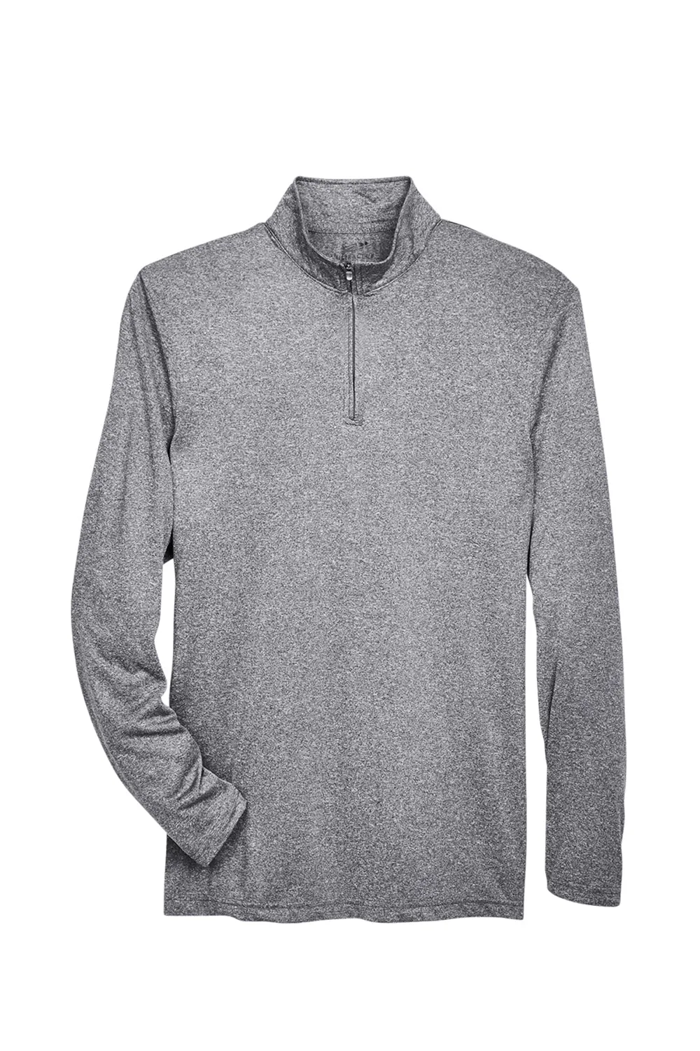 UltraClub Mens Heather Cool & Dry Performance Moisture Wicking 1/4 Zip Sweatshirt - Heather Charcoal Grey