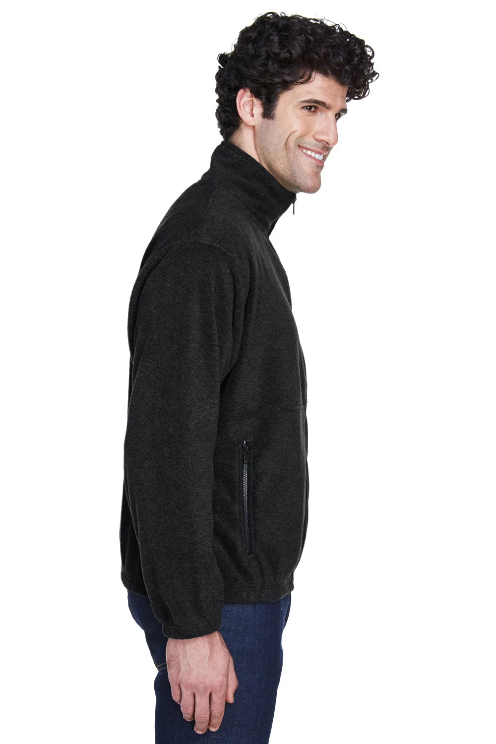 UltraClub Mens Iceberg Pill Resistant Fleece Full Zip Jacket - Black