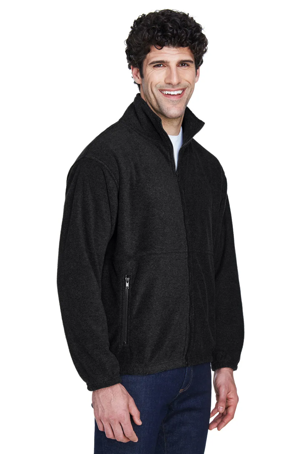 UltraClub Mens Iceberg Pill Resistant Fleece Full Zip Jacket - Black