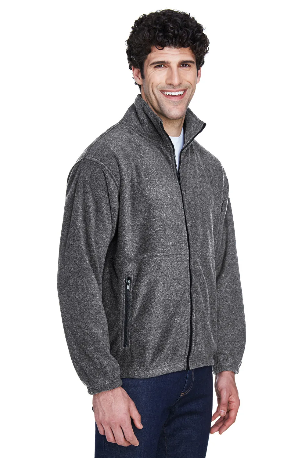 UltraClub Mens Iceberg Pill Resistant Fleece Full Zip Jacket - Charcoal Grey